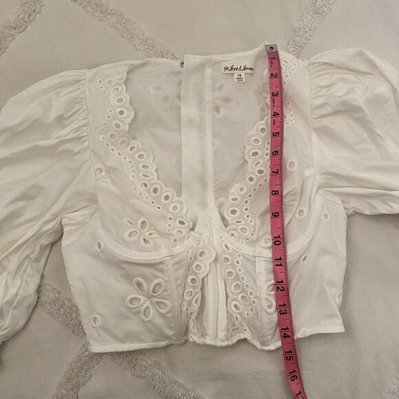 For Love and Lemons White Eyelet Lace Serena Crop Top - Picture 13 of 15